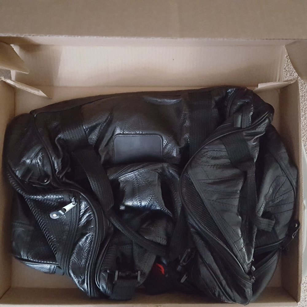 Patchwork Leather Duffle Bag Weekender Luggage *P… - image 4